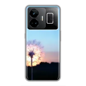 Силиконовый Чехол с одуванчиками на Realme GT3 (Закат с одуванчиком)