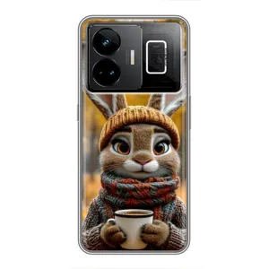 Печатный чехол «Зверята с кофе» для Realme GT3 (Зайчик с кофе)