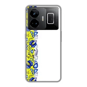 Силиконовый Чехол на Realme GT3 с картинкой Вышиванки (Желто-синяя вышиванка)