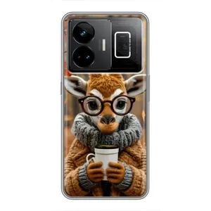 Печатный чехол «Зверята с кофе» для Realme GT3 (Жираф с кофе)