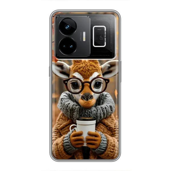 Чехол с рисунком «Жираф с кофе» для Realme GT3 Чехол с рисунком «Жираф с кофе» для Realme GT3