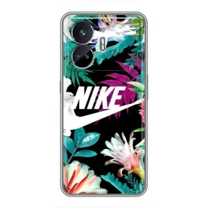 Силиконовый Чехол на Realme GT5 с картинкой Nike (Цветочный Nike)