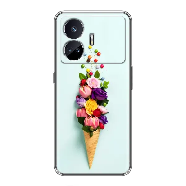 Чехол с рисунком «Цветок-мороженное» для Realme GT5 Чехол с рисунком «Цветок-мороженное» для Realme GT5