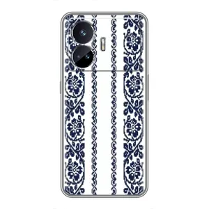 Силиконовый Чехол на Realme GT5 с картинкой Вышиванки (Синяя вышиванка)
