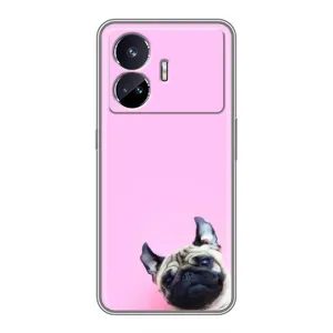 Бампер для Realme GT5 з картинкою "Песики" (Собака на рожевому)