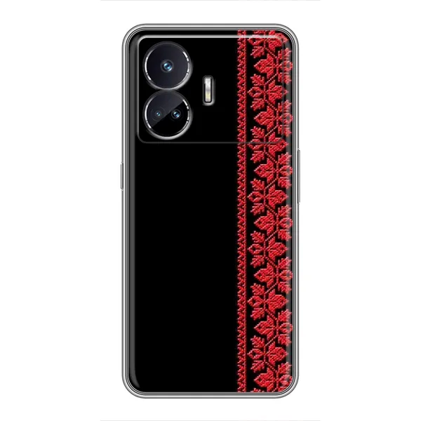 Чехол с рисунком «Вышиванка на черном» для Realme GT5 Чехол с рисунком «Вышиванка на черном» для Realme GT5