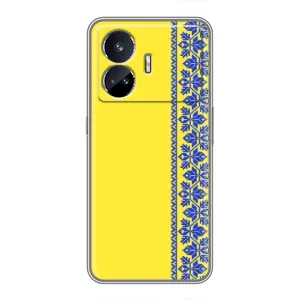 Силиконовый Чехол на Realme GT5 (Вышиванка на желтом)