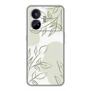 Чехол цветочный дизайн для Realme GT5 (Зелёный дизайн)
