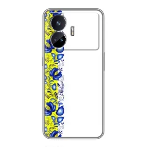 Силиконовый Чехол на Realme GT5 с картинкой Вышиванки (Желто-синяя вышиванка)