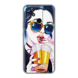 Чехол с картинкой Модные Девчонки Realme NARZO 30A (Девушка с коктейлем)