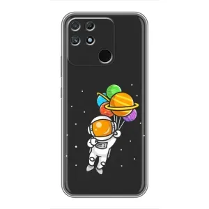Силиконовый Чехол с принтом "Космонавты" на Realme NARZO 30A (Космонавт с шариками)