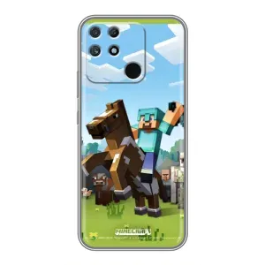 Чехлы для Realme NARZO 30A (Персонажи Майн Крафт) (На коне)