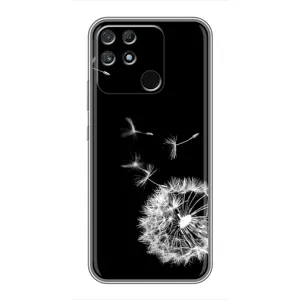 Силиконовый Чехол с одуванчиками на Realme NARZO 30A (Одуванчик на чёрном)