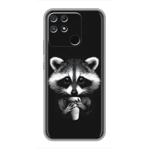 Силиконовый Чехол с Енотами на Realme NARZO 30A (С кофем)
