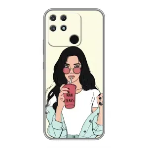 Силиконовый Чехол на Realme NARZO 30A с картинкой Стильных Девушек (С напитком)
