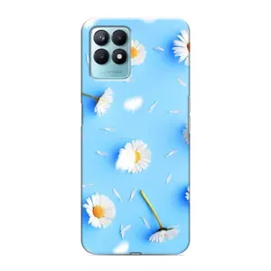 Чехол с Цветами для Realme NARZO 50 (ромашки на голубом)