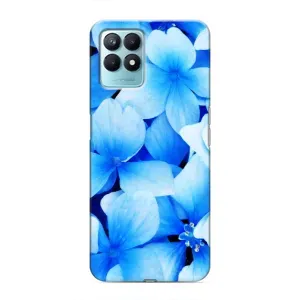 Силиконовый бампер с принтом (цветочки) на Реалми Нарзо 50 (Синие цветы)