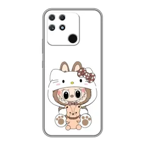 Чехол с принтом Лабубу для Realme NARZO 50A (Белый Лабубу)