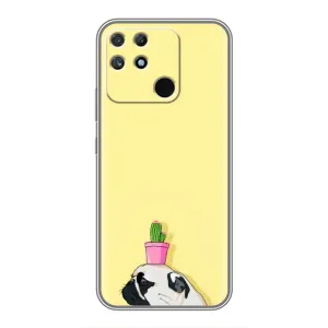 Бампер для Realme NARZO 50A с картинкой "Песики" (Кактус на голове)