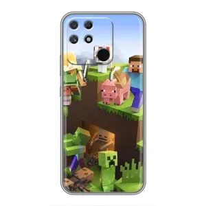 Чехлы для Realme NARZO 50A (Персонажи Майн Крафт) (Майн-крафт)