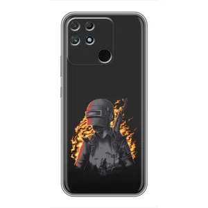 Силиконовый чехол с картинкой "Герой Pubg" на Realme NARZO 50A (В огне)