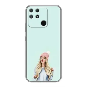 Силиконовый Чехол на Realme NARZO 50A с картинкой Стильных Девушек (В шапке)