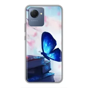 Силиконовый бампер с картинкой животных для Realme NARZO 50i Prime (Бабочка синяя)