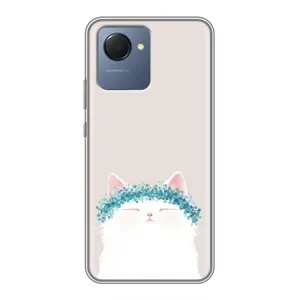 Чехол на тематику: Коты для Realme NARZO 50i Prime (Белый котик)
