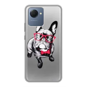Чехол (ТПУ) Милые собачки для Realme NARZO 50i Prime (Бульдог в очках)