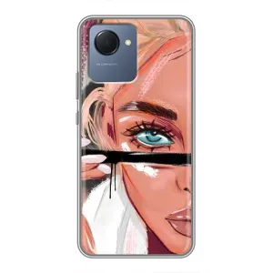 Силиконовый Чехол на Realme NARZO 50i Prime с картинкой Стильных Девушек (Девушка и ресницы)