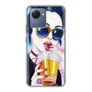 Чехол с картинкой Модные Девчонки Realme NARZO 50i Prime (Девушка с коктейлем)