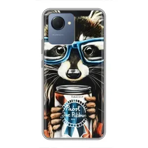 Силиконовый Чехол с Енотами на Realme NARZO 50i Prime (Енот в очках)