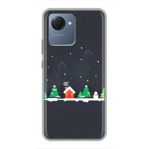 Силиконовый бампер на рождество для Realme NARZO 50i Prime (Город зимний)