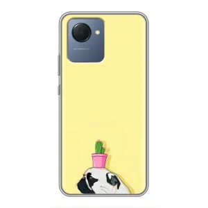 Бампер для Realme NARZO 50i Prime с картинкой "Песики" (Кактус на голове)