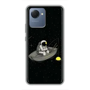 Силиконовый Чехол с принтом "Космонавты" на Realme NARZO 50i Prime (Космонавт на рыбалке)