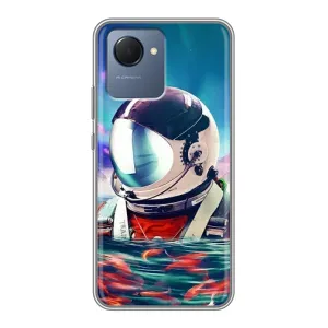 Силиконовый Чехол с принтом "Космонавты" на Realme NARZO 50i Prime (Космонавт в воде)