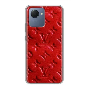 Текстурный Чехол Louis Vuitton для Реалми Нарзо 50и Прайм (Красный ЛВ)