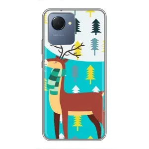Силиконовый бампер с картинкой животных для Realme NARZO 50i Prime (Олень с шарфом)