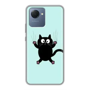 Силиконовый чехол с котиком для Realme NARZO 50i Prime (Падающий кот)