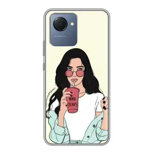 Силиконовый Чехол на Realme NARZO 50i Prime с картинкой Стильных Девушек (С напитком)