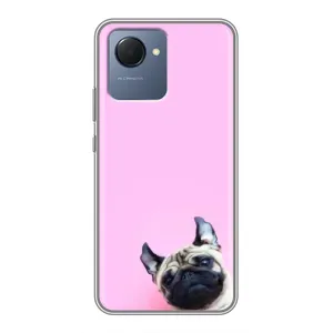Бампер для Realme NARZO 50i Prime с картинкой "Песики" (Собака на розовом)