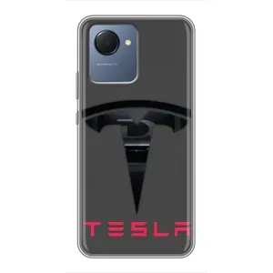 Силіконовий бампер з картинкою машини на Realme NARZO 50i Prime (Logo TESLA)