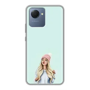 Силиконовый Чехол на Realme NARZO 50i Prime с картинкой Стильных Девушек (В шапке)