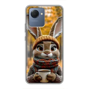 Печатный чехол «Зверята с кофе» для Realme NARZO 50i Prime (Зайчик с кофе)