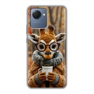 Печатный чехол «Зверята с кофе» для Realme NARZO 50i Prime (Жираф с кофе)