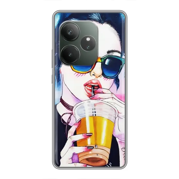 Чехол с рисунком «Девушка с коктейлем» для RealMe Neo7 Чехол с рисунком «Девушка с коктейлем» для RealMe Neo7