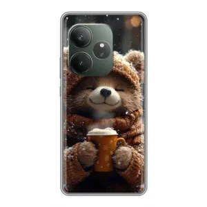 Печатный чехол «Зверята с кофе» для RealMe Neo7 (Медвежонок с кофе)