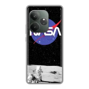 Силиконовый бампер с принтом "Наса" на RealMe Neo7 (Nasa на луне)