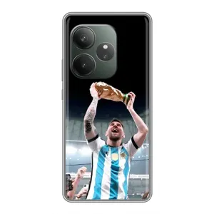 Чехлы Лео Месси Аргентина для RealMe Neo7 (Счастливый Месси)