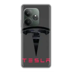 Силиконовый бампер с картинкой машины на RealMe Neo7 (Logo TESLA)